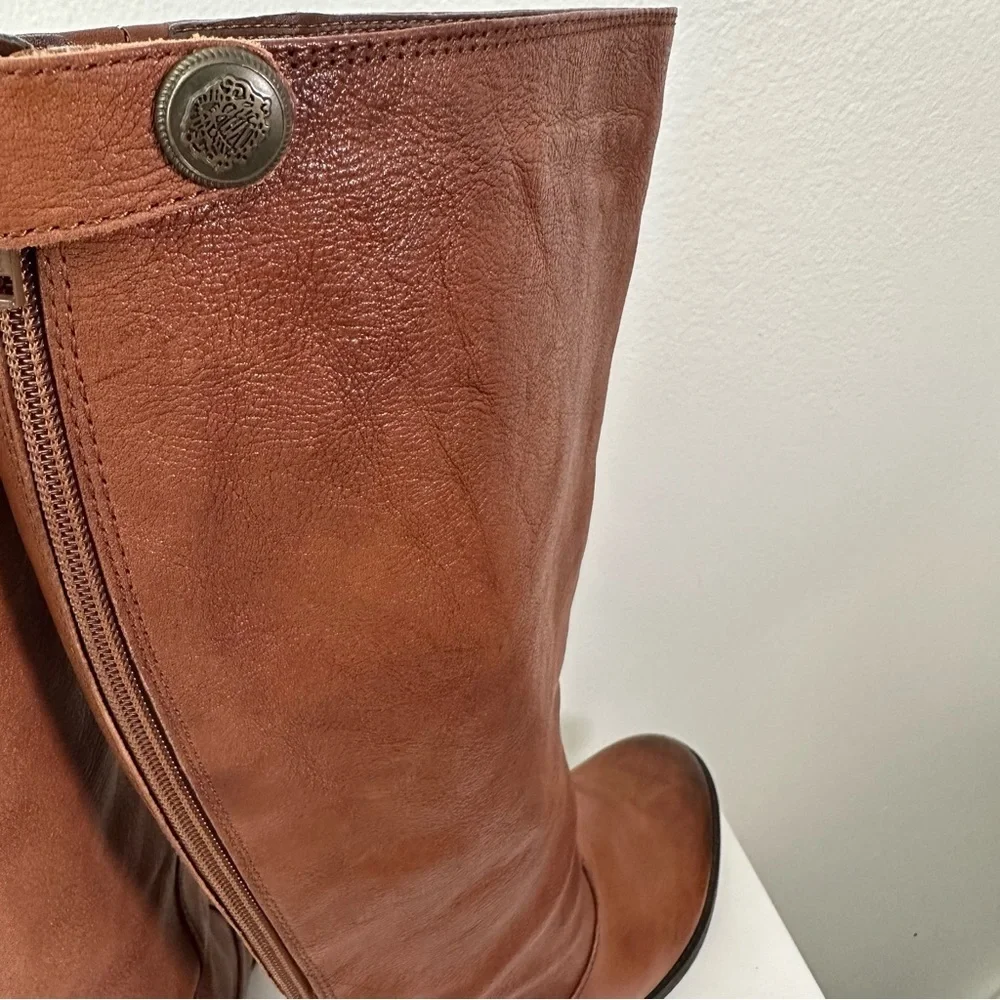 Arturo Chiang Brown Leather Knee High Boots Women 7MW Riding Boots